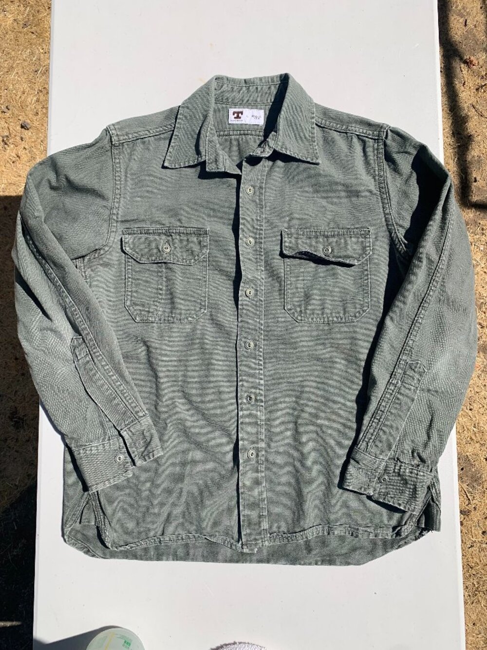 Tellason Clampdown Garment Dyed Shirt (Olive)